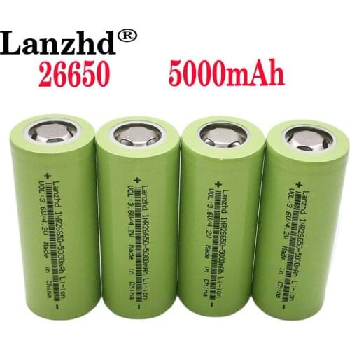 4PCS 26650 lii-50A lithium battery 3.7V 5000mAh 26650 50A rechargeable battery suitable for flash light Power Tools