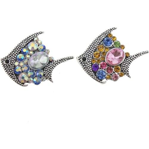 5pcs/lot New Snap Jewelry 18mm Oil paint fish Snap Buttons Fit DIY Snap Bracelets & Bangles For Women