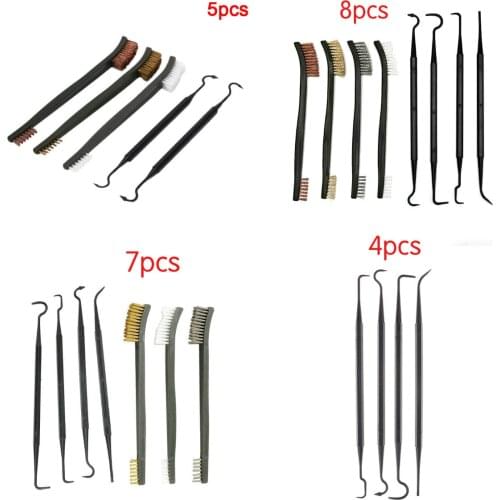 7pcs/Set 3pcs Steel Wire Brush + 4pcs Nylon Pick Set Universal Gun Hunting Cleaning Kit Tactical Rifle Pistol Gun Cleaning Tool
