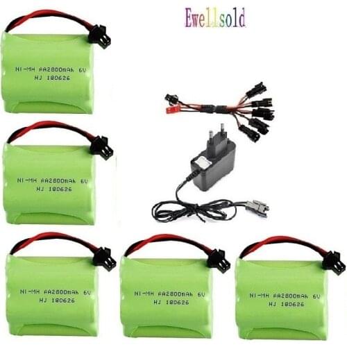 6v 2800mah AA Ni-MH Battery with charger High capacity electric toy battery R/C car ship robot rechargeable 6 v 2800 mah
