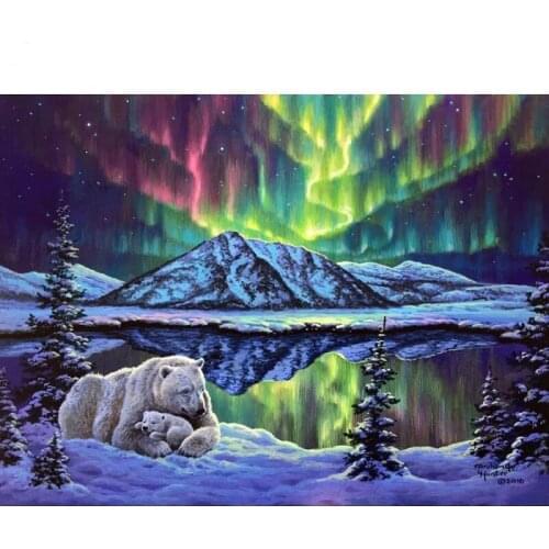 Diamond Painting Polar Bear Full Square/Round Drill Resin 5D DIY Diamond Painting Animals Aurora Garden Decoration