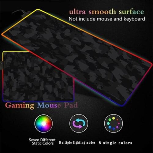 Black Grey Texture RGB LED Large Gaming Illumination Mouse Pad Colorful Computer Pad Desk Mat Keyboard Pad for Laptop Notebook
