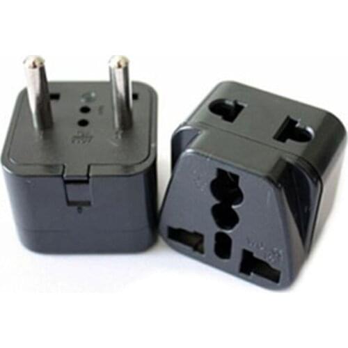 Black 10A European standard travel universal electrical AC power adaptor plug one-turn-two AU/UK/US/EU to EU convertor socket