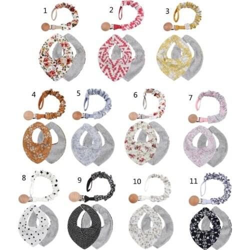 Baby Bibs with Pacifier Clips Baby Pacifier Clip Chain Soother Cotton Linen Bib Saliva Towel Set Newborn Shower Gift