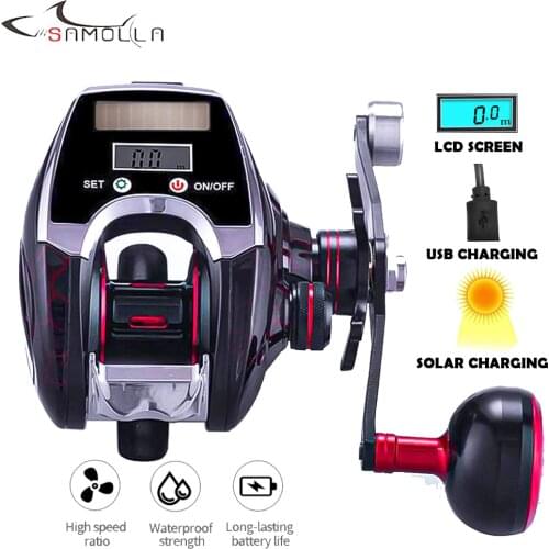 Electronic Fishing Reel Accessories Pesca Mar 6.3:1/8.0:1 Baitcasting Usb Solar Charging Ratio Waterproof Moulinet Peche En Mer