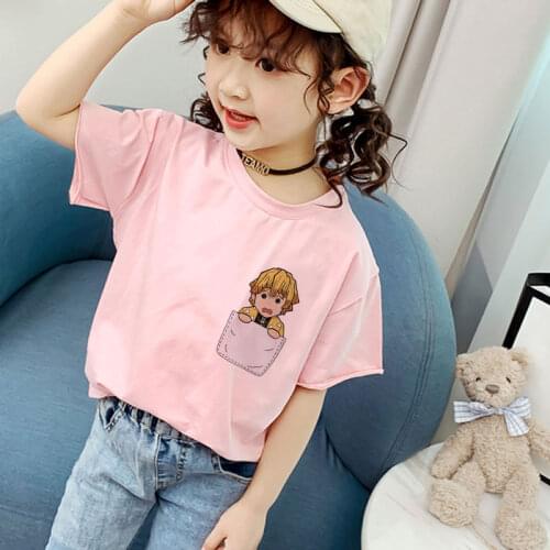 Girls Tshirts Demon Slayer Baby Boy Shirt Kids Tshirt Demon Blade Novelty Anime Girl Clothes Fashion 2 3 4 5 6 7 8 9 Years Old
