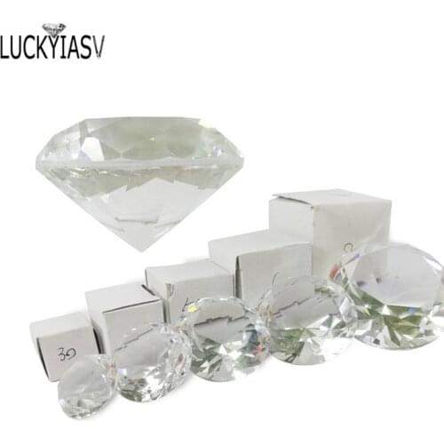 Crystal Clear Paperweight Faceted Cut Glass Giant Diamond Jewelry Decor Craft
