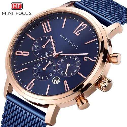 MINI FOCUS 2020 Top Brand Luxury Wrist Watch Men Minimalism Business Calendar 24 Hour Second Dial 6 Hands Mesh Multi Function