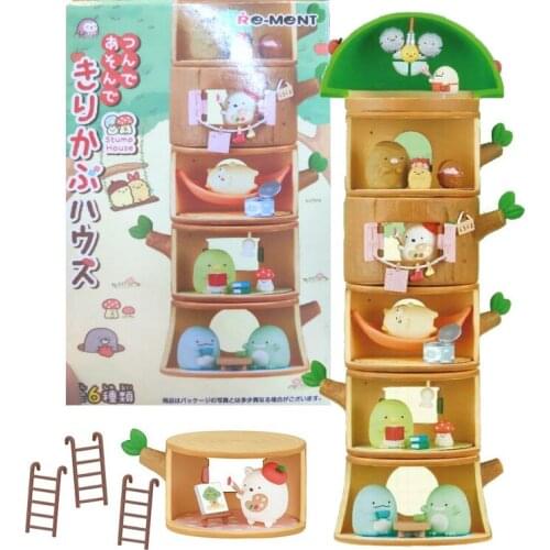 New 6PCS Set Sumikko Gurashi Tree Stump House Series Vacation Room PVC Figure Collectible Model Toys Dolls Children Gifts
