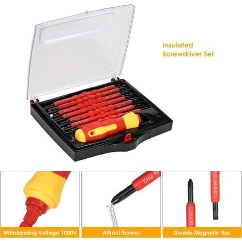 7 in 1 1000V Changeable Insulated Screwdrivers Set with Magnetic Phillips and Slotted Bits Electrician Repair Tools Kit