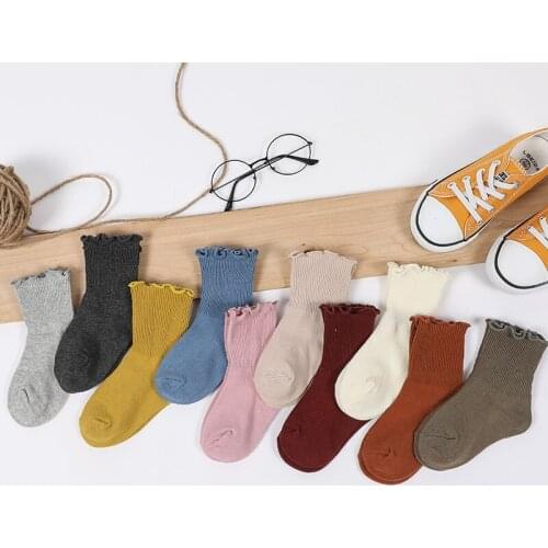 New Baby Solid Floor Socks Kids Spring Autumn Cute Socks Baby Candy colored Tube Socks Children Cotton Solid Design 1-12Y