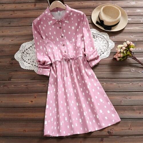 Autumn winter cartoon print dress 2019 japanese style long sleeve cute kawaii dress mori girl vestidos