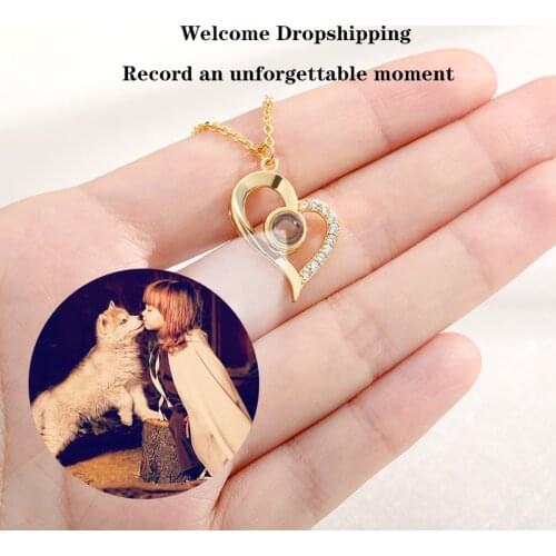 Customized Photo Projection Necklace For Women Mother Day Wedding Engagement Family Jewelry Personality Name Nekclace Birthday