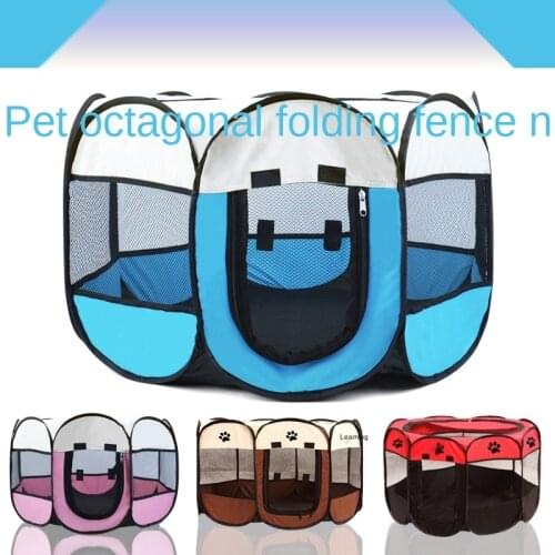 Pet Tent Octagonal Fence Cat Dog Cage Foldable Oxford Cloth Pet Delivery Room Tents Outdoor Camping
