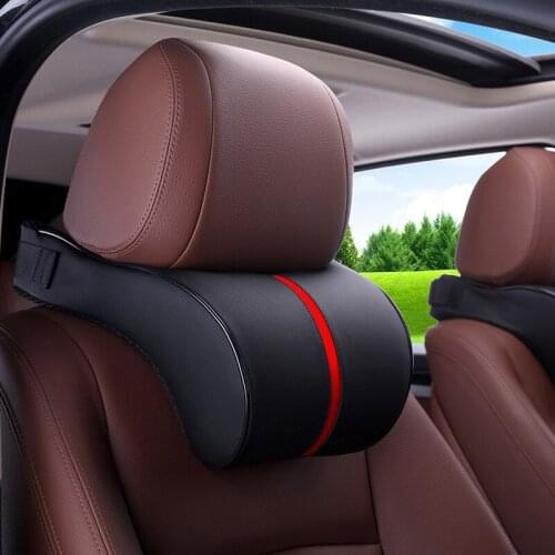 Car Seat Headrest Neck Rest Cushion Adjustable Head Rest Pillow Leather for Car Interior Car Gadgets and Travel Accessories