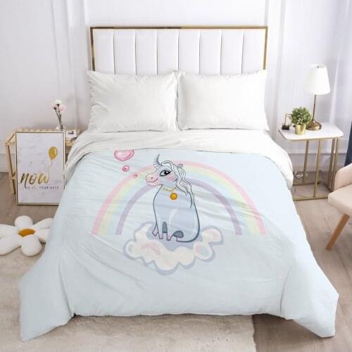 Unicorn Cartoon Duvet Cover with Zipper Comforter/Quilt/Blanket Case 180x210 200x200 3D Bedding For Kids Child Baby Girls Boys