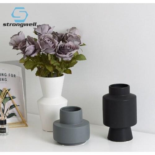 Strongwell Modern Minimalist Ceramic Vase Flower Arrangement Nordic Home Decor Accessories Ornaments Art Vases Furnishings Gifts
