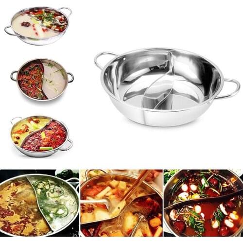 28-38cm Stainless Steel Thick Hotpots Double-Flavor Double Ear Soup Pot Induction Cooker Gas Stove Compatible Pots Cookware