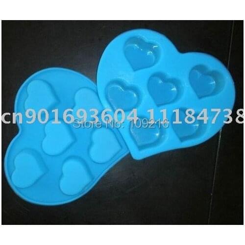 Green Good Quality 100% Food Grade Silicone Cake Mold/Chocolate Mold/Muffin Cupcake Pan Six-Heart Shape Mold