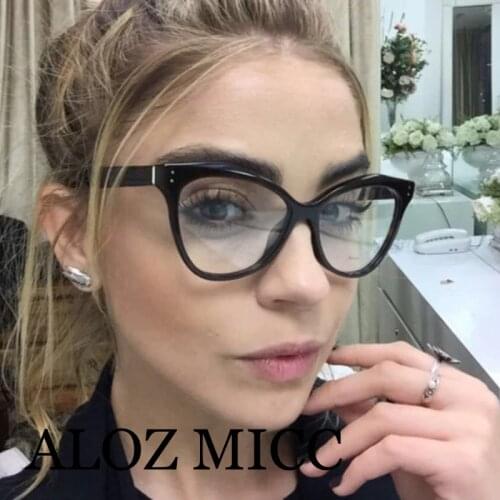 ALOZ MICC Brand Designer Cat Eye Glasses Women Vintage Acetate Big Frame Clear Lens Eyeglasses Q308
