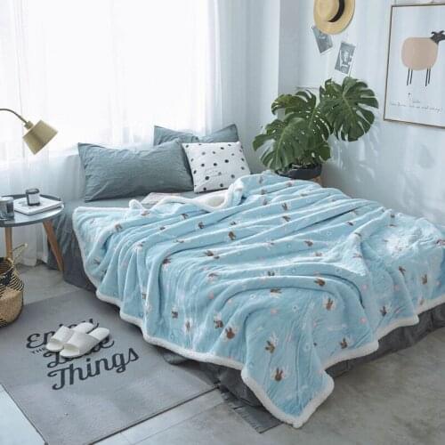 Hap-deer Winter Wool Blanket Ferret Cashmere Blanket Warm Blankets Fleece Cartoon Super Warm Soft Throw On Sofa Bed Adult