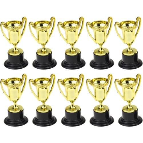10PCS Mini Plastic Gold Cups Trophies For Party Children Early Learning Toys Prizes Birthday Party Gift For Kids
