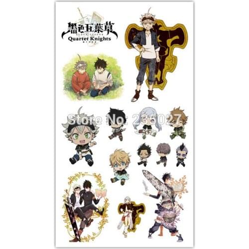 100 sheets/lot Black Clover Tattoo Stickers Tattoos Paper For Kids Body Arm Anime Sticker