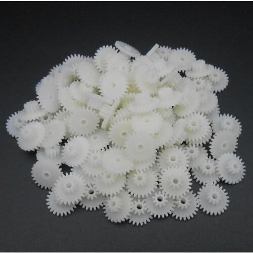 100Pcs 0.5 Modulus 0.5M Double Gear Reduction Bilayer Gears 24 Teeth + 10 Teeth Aperture 2.05mm 2B Loose Fitting 24T 10T 24102B