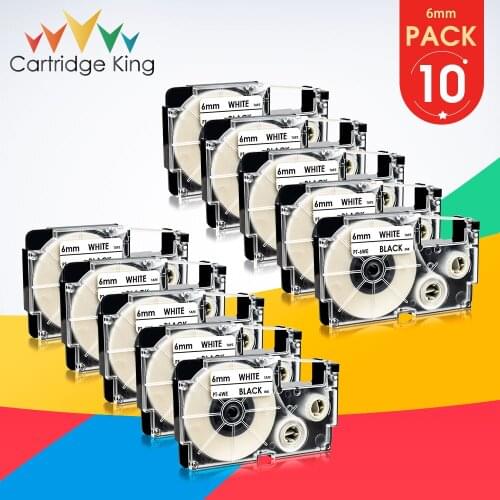 10PK XR-6WE Cassette Label Tape Black on White 6mm Compatible for Casio KL-60 KL-120 KL-1500 KL-2000 KL-7000 KL-200 Label Maker