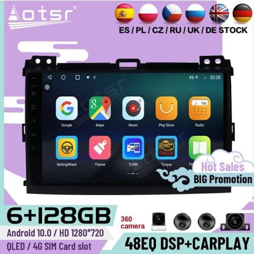 128G Carplay Android 10 Player For Toyota Prado 2004 2005 2006 2007 2008 2009 GPS Navigation Car Radio Video Receiver Head Unit