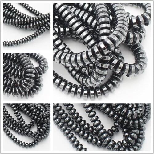 2strands , Natural Hematite Rondell Loose Beads 16inch,4,5,6,7,8mm 16inch/98pcs,Beads For DIY Jewelry Making,He65