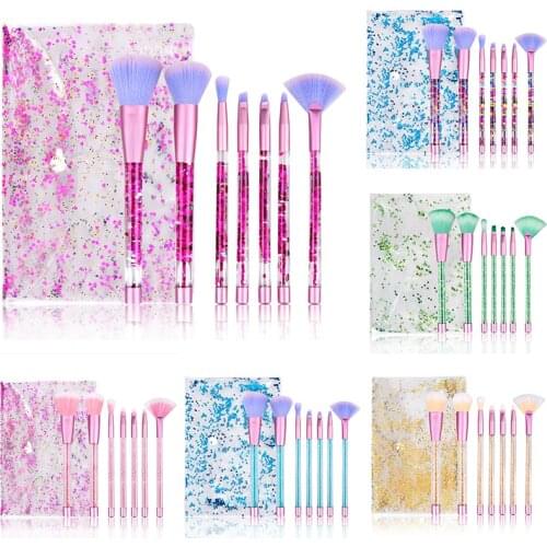 7PCS/set New Design Make Up Brushes Acrylic Paillette Sequins Makeup Brushes Face Beauty Foundation Powder Brush Cosmetics Tools