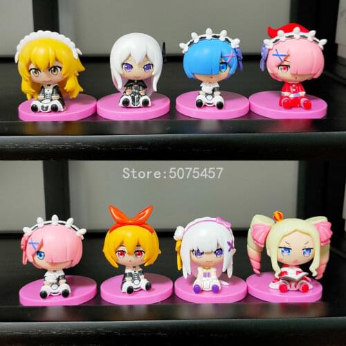 8pcs/set Re:Life In a Different World From Zero Anime Figure Rem Action Figure Seikatsu Emilia Figurine Collectible Model Toys