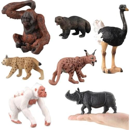 9 Style Simulation Chimpanzee/Rhinoceros/Ostrich Model Figure Collectible Toys Wild Animal Action Figures Kids Cognitive Toys