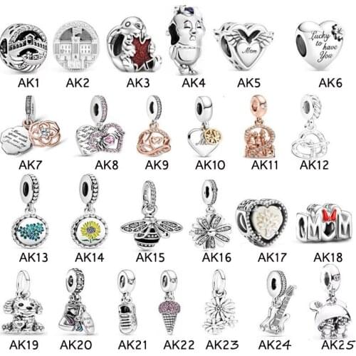 925 sterling silver woman jewelry beads fit bracelet CHARMS DIY pendant
