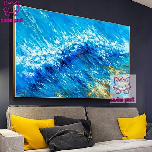 Ocean oil painting New diamond painting Abstract sea water cross stitch diy diamond embroidery full Square round diamond mosaic