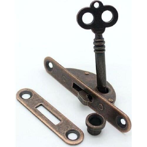 Antique furniture drawer lock small bronze cabinet counter door lock