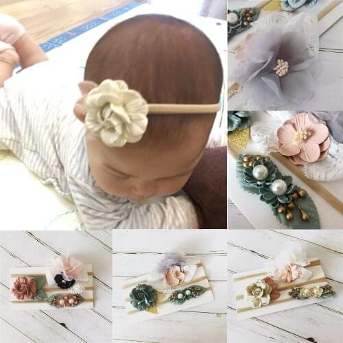 Citgeett Cute Kids Girls Newborn Baby Toddler Flower Headband Hair Band Accessories Headwear 3pcs/Set