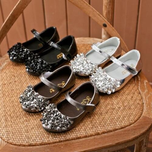 Kids Shoes Girls Shoes Glitter Sequin Girls Dress Shoes Princess PU Leather Mary Jane Flats Shoes Girls