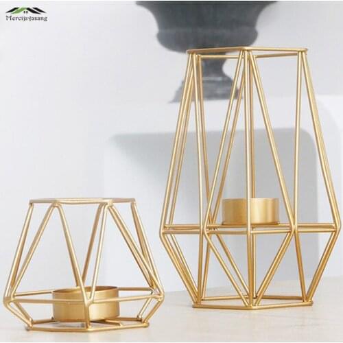 European Candle Holder Iron Candlestick Geometric Table Candle Holders Ornament for Wedding Dinner Decoration Candelabra GZT041