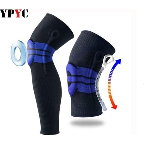 Patella Knee Protector Brace Silicone Spring Knee Pad Basketball Knitted Compression Elastic Knee Sleeve Support Safety Kneepads