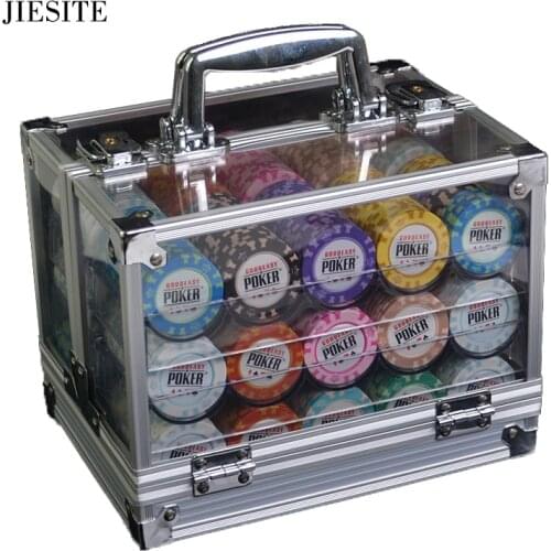 600/1000PCS Clay Chips Sets With Acrylic Box Casino Crown POKER 14 Colors Texas Hold'em Poker Chips Cheap Factory Price 14g