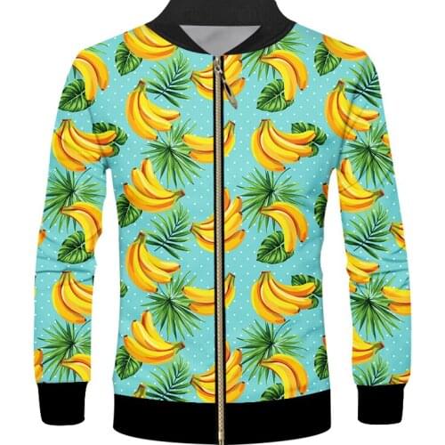 IFPD EU Size Autumn New Fashion Zipper Jacket Fruits Bananas Print 3d Mens Womens Long Sleeves Coats Casual Jackets Drop Ship