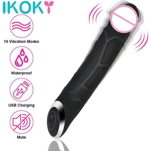 IKOKY Huge Black Penis Vaginal Massager Sex Toys for Women Big Dildo Vibrator 10 Speeds Anal Sex Toys G-Spot Clitoral Stimulator