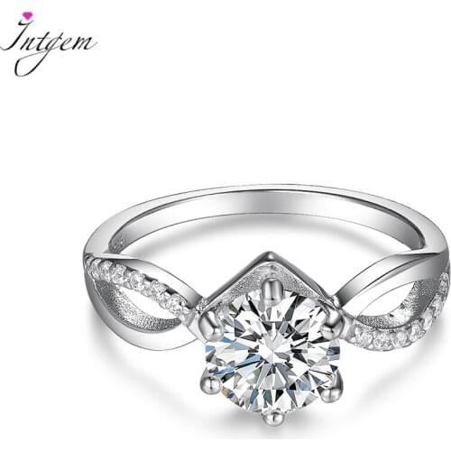 S925 Sterling Silver Ring 6.5mm Center Round Moissanite Engagement Ring Luxury Charm Jewelry Diamond Wedding Women Men Rings