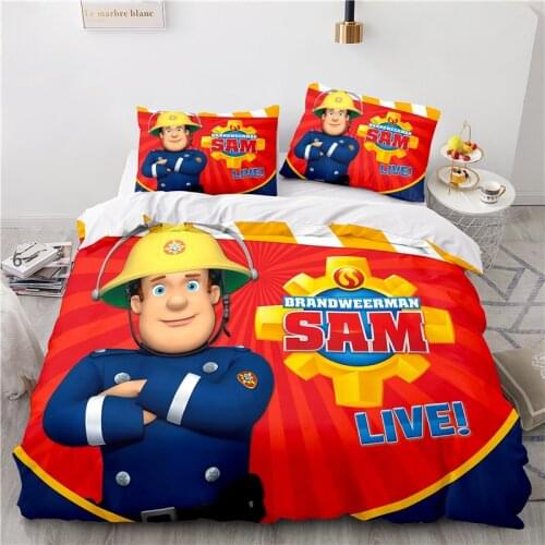 Cartoon Fireman Sam 3d Print Bedding Set Duvet Cover with Pillowcase Single Double Twin Full Queen King Size Bedclothes 2/3pcs