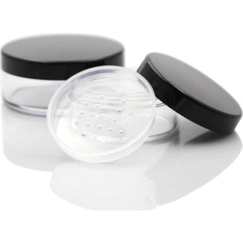 30g 50g Loose Powder Container Cosmetic Sifter Mesh Box Black Cap Talcum Powder Packing Jar Make-up Powder Case F162