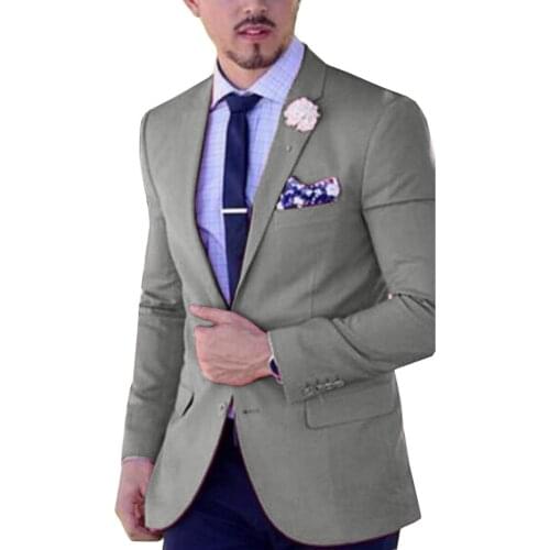 Men Suits Slim Fit Lapel Casual One Pieces Business Blazer Groomsmen Tuxedos Grey Green Champagne Burgundy for Formal Wedding