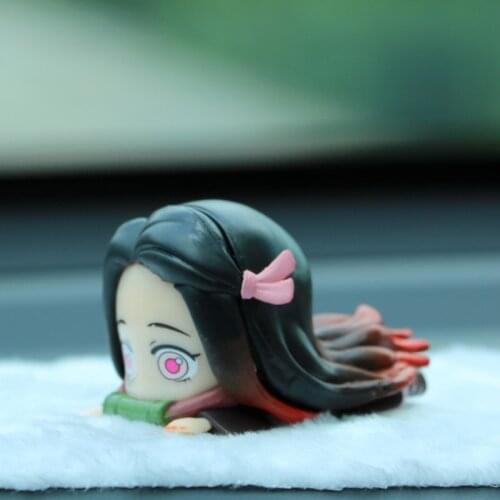 Anime Series Demon Slayer Mini Action Figure Pocket Maquette figure Lying Prone Ver. Nezuko PVC figure Toy car decoration