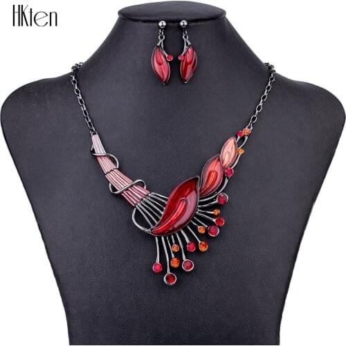 MS1504611 Fashion Jewelry Sets Hight Quality 4 Colors Necklace Sets For Women Jewelry Crystal Resin Unique Leaves Design Gifts